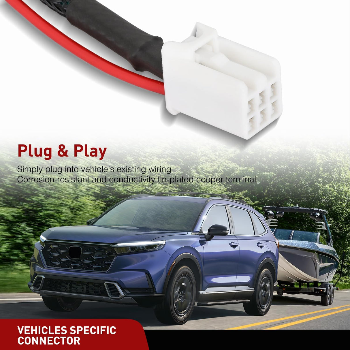 4 Pin Trailer Wiring Harness Kit 56370 Vehicle Standard 4 Way Connector Custom for 2017 2018 2019 2020 2021 2022 2023 2024 2025 Honda CRV CR-V Simple Fit Tow Hitch Harness