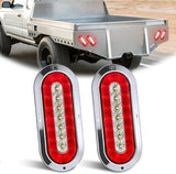 Trailer Tail Lights 2PCS 6Inch Oval 23LED Red White Chrome | Frame Marker Clearance Stop Brake Reverse Backup Running Taillights IP67 Waterproof for Trailer Truck Pickup Camper RV