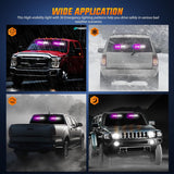 40LED Purple White Emergency Strobe Traffic Advisor Light Bar with Suction Cups Dash Safety Warning Hazard Flashing Lights Interior Front/Rear Windshield for Trucks Construction Vehicles