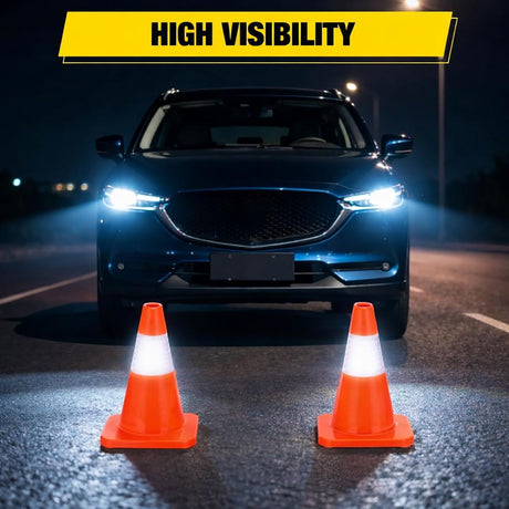 12 inch Traffic Safety Cones, 4  Pack Durable PVC Orange Cones with Reflective Collars for Road Safety, Parking, Construction Work, Sports Training