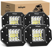 4PCS 42W Flush Mount LED Light Pods - Upgraded Spot Flood Combo Beam Driving, Work, Backup, Reverse, Grill Mount Light for Offroad 4x4 Truck SUV