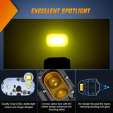 LED Pod Light 48W 4 Inch 2 PCS Yellow Spot Beam Driving Lights LED Pods IP67 Waterproof Auxiliary Offroad Lighting for Truck Tractor SUV ATV UTV Golf Cart Boat Motorcycle Dirt Bike
