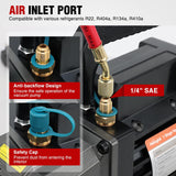 HVAC Vacuum Pump, 3.5 CFM 1/4 HP 110V Single Stage AC Vacuum Pumps Kit for R22 R404a R134a R410a 5 Pa Ultimate Vacuum for Auto Air Conditioning Servicing Refrigerant Recharging, Oil Included