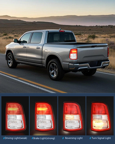 Taillight Assembly Compatible with 2019 2020 2021 2022 2023 Dodge Ram 1500 Tail Light Replacement OE Style Driver Side and Passenger Side with Bulbs