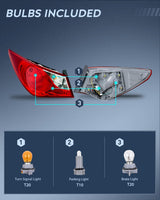 Taillight Assembly Compatible with 2011 2012 2013 2014 Hyundai Sonata Sedan 4-Door Outer Tail Light OE Style Rear Lamp Replacement Driver Side