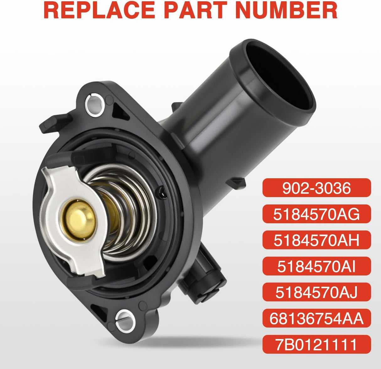 Thermostat Housing Assembly Fit for 2011-2014 Dodge Avenger 2014-2021 Jeep Cherokee Chrysler Town & Country VW Routan Ram Engine Coolant Thermostat Housing for Car 902-3036 5184570AG AH AI AJ