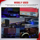 10PCS Blue Oval Side Marker Lights 4 LED 3.7 Inch Clearance Lamp IP68 Waterproof DC 12-24V with Chrome Bezel Universal for Car Auto Truck Bus Trailer Boat Deck