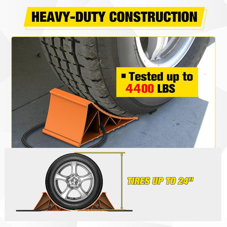 Wheel Chocks, Heavy Duty Wheel Stopper for Car, Truck, RV, Trailer, Caravan, Motorcycle, 8.7 Inch x 4.8 Inch x 4.2 Inch, 2-Pack(Orange)