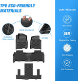 TPE Floor Mats for Chevy Tahoe GMC Yukon Denali Cadillac Escalade Bucket Seats 2021 2022 2023 2024 2025 2026 All Weather Custom Fit Heavy Duty Floor Liners