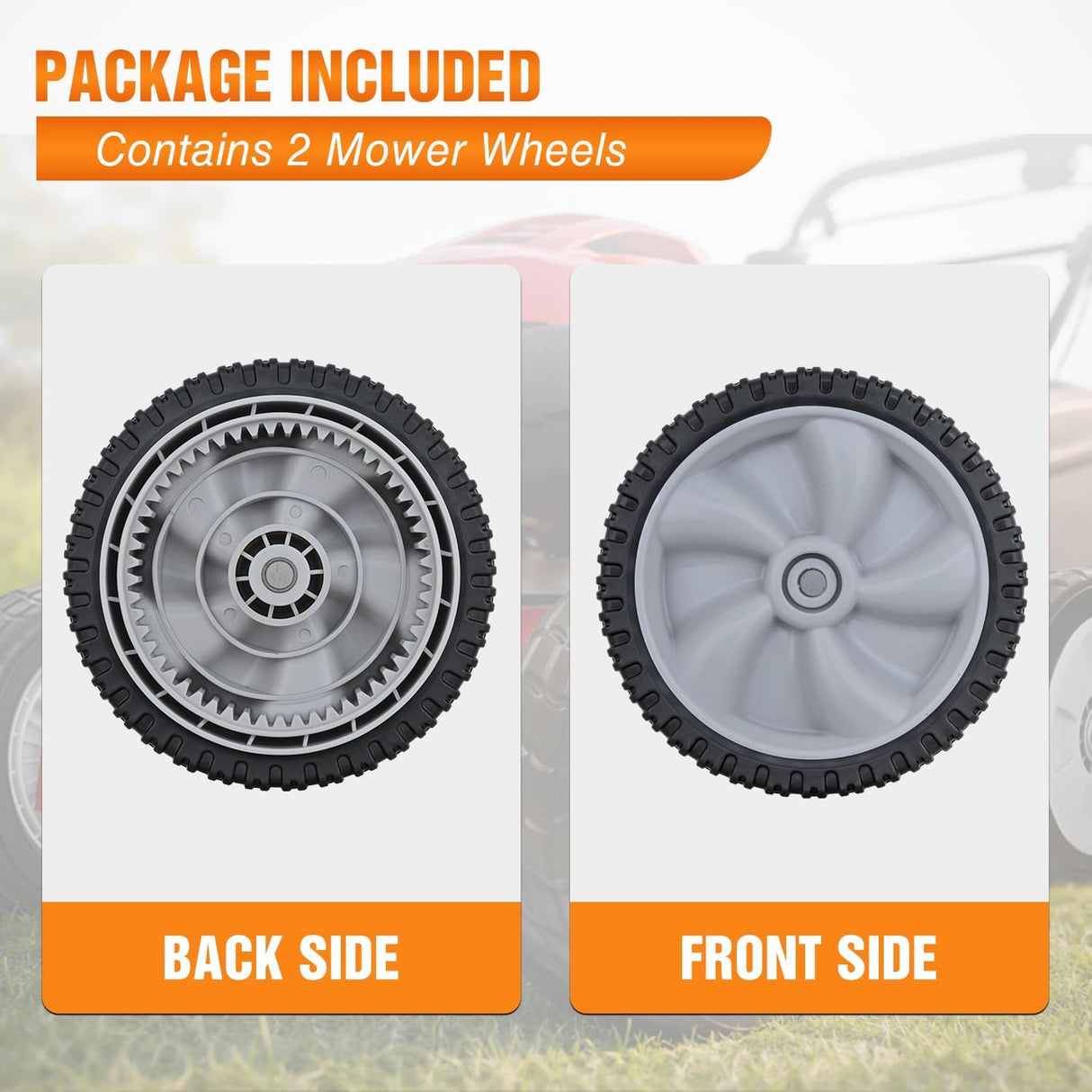 Lawn Mower Drive Wheels Replacement 8 Inch 734-04581 634-0190A Assembly, Lawnmower Front Wheels Compatible with Craftsman, Yard Machines, Husky, MTD RM210 RM220, Troy-Bilt and More, 2-Pack