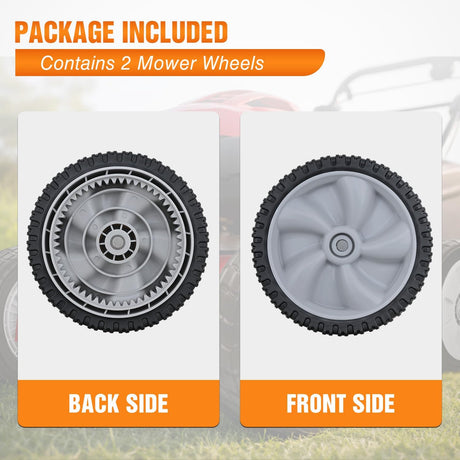 Lawn Mower Drive Wheels Replacement 8 Inch 734-04581 634-0190A Assembly, Lawnmower Front Wheels Compatible with Craftsman, Yard Machines, Husky, MTD RM210 RM220, Troy-Bilt and More, 2-Pack
