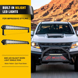 Bull Bar with Light fits Chevy Colorado (Excl. ZR2) 2015-2022 & GMC Canyon 2015-2022 Front Bumper Grille Brush Push Guard with Skid Plate Licence Plate Hole Black