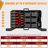 6 Gang Switch Panel Green Circuit Control Relay System with Fuse Wiring Harness Toggle Momentary Strobe Flash Modes Automatic Dimmable ON Off Pod 12V 24V for Car Truck Camper SUV