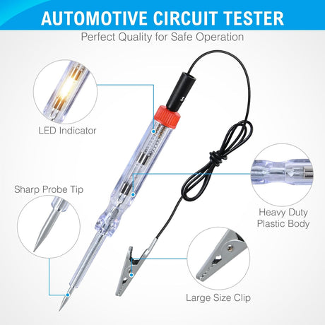 180 Pcs Automotive Blade Fuse Kit Standard Mini Fuse Assortment 5A 7.5A 10A 15A 20A 25A 30A 35A 40A with Fuse Puller & Circuit Tester Essential Replacement Fuses for Cars Trucks SUVs