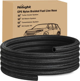 8AN 5FT CPE Nylon Stainless Steel Braided Fuel Line Hose Only | High Pressure Oil Gas Diesel Tube for Transmission Oil Cooler Vacuum Lines