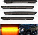 Fender Side Marker Lights 4 PCS 54 LED Smoke Lens Amber Front Rear Clearance Light Compatible with 2020 2021 2022 2023 2024 Sierra 2500HD 3500HD Pickup Truck