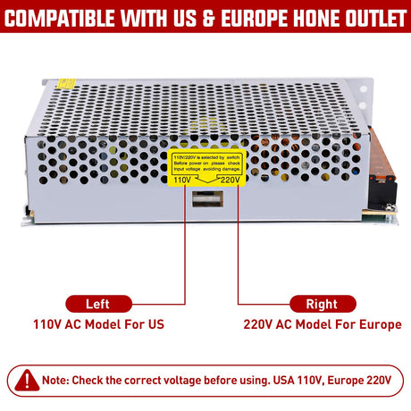 AC 110V/220V to DC 12V Voltage Converter 20A 240W Switching Power Supply Adapter Transformer Low Voltage Output LED Driver for LED Strip Light Radio CCTV Camera Security Video System