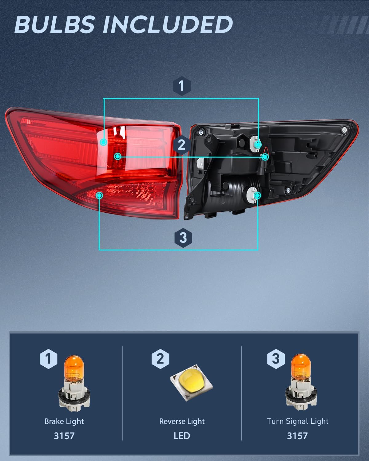 Taillight Assembly for 2014 2015 2016 2017 2018 2019 2020 Acura MDX | Tail Light OE Style Outer Rear Lamp Replacement Driver Side
