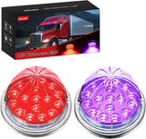 Watermelon Light 17 LED Dual Color 2PCS Stainless Steel Bezel Red to Purple Side Marker Clearance Turn Signal Lights 4 Plug IP68 Waterproof for Trailer Truck Pickup Camper RV ATV UTV Boat