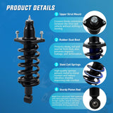 Rear Struts and Shocks Complete Assembly Kit with Coil Spring - Pair Fit for Honda CR-V 2007 2008 2009 2010 2011 CRV Rear Shock Absorber and Strut Assembly Replacement OE#172497L 172497R, 2PCS