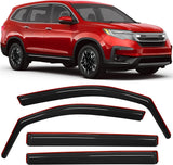 in-Channel Window Visors for Honda Pilot 2016 2017 2018 2019 2020 2021 2022, Side Window Deflectors Rain Guards for Cars, Sleek Low Profile Design, Smoke Tinted, 4PCS