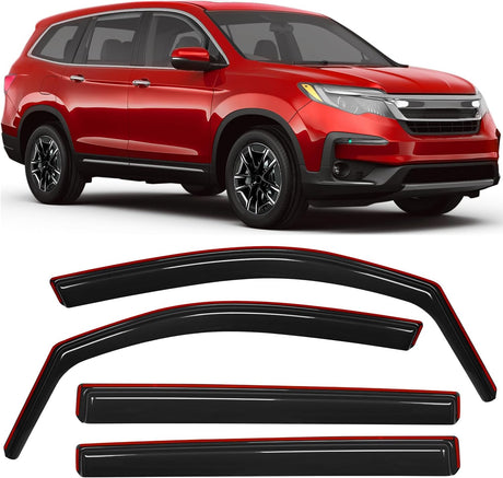 in-Channel Window Visors for Honda Pilot 2016 2017 2018 2019 2020 2021 2022, Side Window Deflectors Rain Guards for Cars, Sleek Low Profile Design, Smoke Tinted, 4PCS