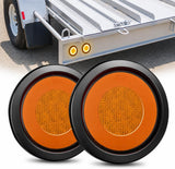 Trailer Tail Lights 2PCS 4Inch Round 32LED Amber Halo Ring | Grommet Mount IP67 Waterproof Marker Clearance Turn Signal Running Taillights for Trailer Truck Pickup Camper RV