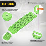 Recovery Off-road Traction Boards with Jack Lift Base Emergency Tire Ladder Mats For 4WD 4X4 Mud Sand Snow with 2PCS Mounting kit Carry Bag 2 leashes (Green)