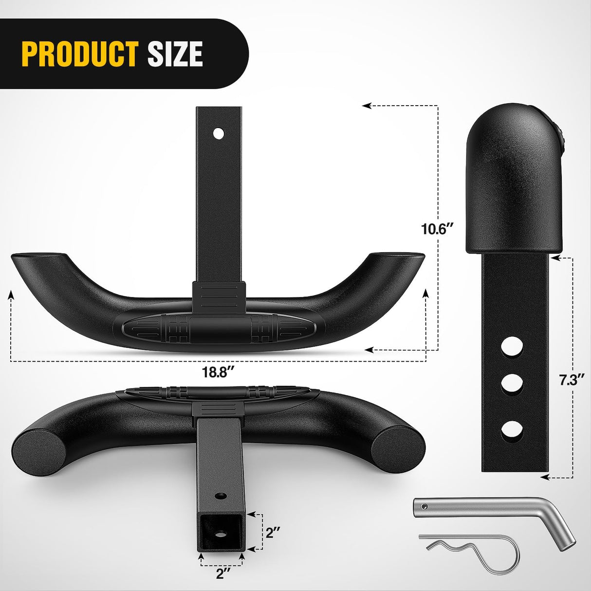 Tow Hitch Step 2 inch Receiver Heavy Duty Steel Rear Bumper Guard | for Pickup Truck SUV Van Universal 350lbs Capacity Wide Non Slip Trailer Hitch Step Bar with 5/8 inch Pin Clip