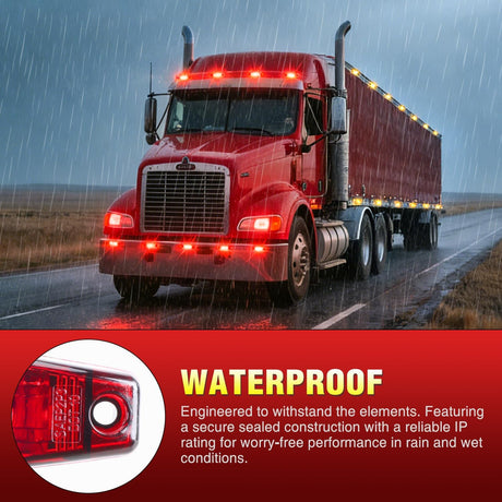 2.5 Inch Oval Side Marker Clearance Light 2 LED 4 Amber & 4 Red 80LM High Lumen Waterproof Surface Mount 12V Direct Wire for Truck Trailer Boat RV Semi