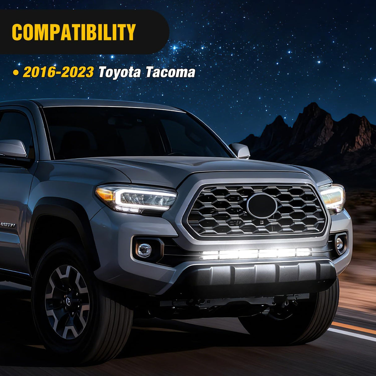 Hidden Bumper Mounting Bracket for 2016-2023 Toyota Tacoma | Designed for 32 Inch Single Double Row LED Light Bar,Heavy-Duty Steel,Front Lower Hidden Bumper Brackets