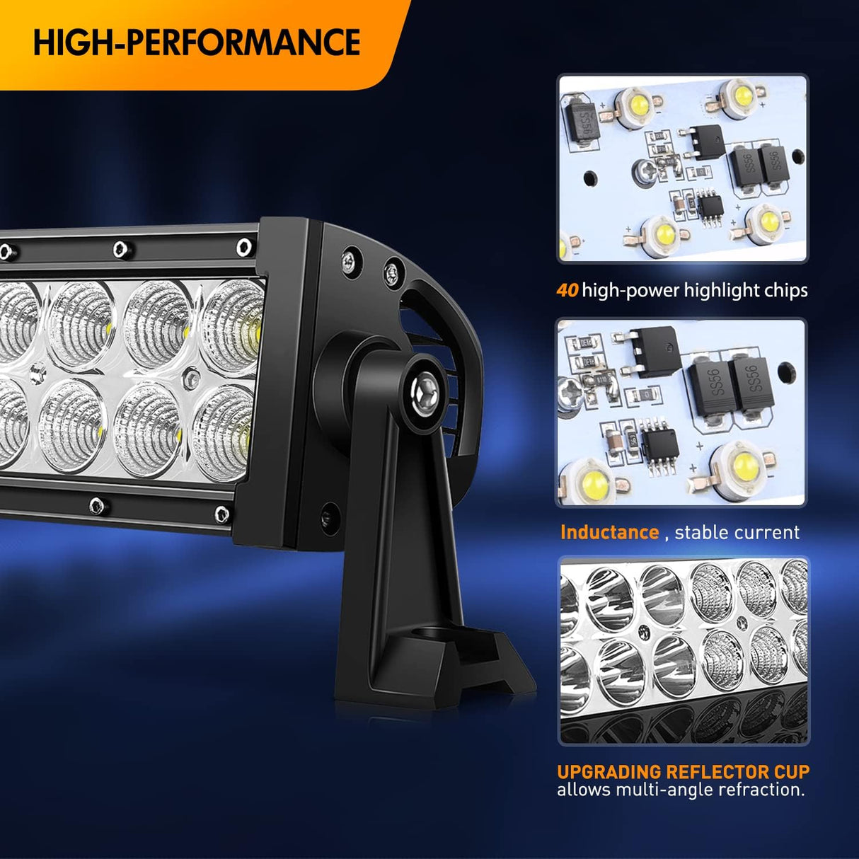 22 Inch 120W Spot Flood Combo Off Road Led Light Bar Work Light Driving Lamp with 16 AWG Wiring Harness Kit for Truck Jeep ATV SUV, White (Auto-701)