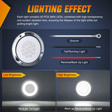 Trailer Tail Lights 2PCS 4Inch Round 32LED White Halo Chrome | Plated Frame Grommet IP67 Waterproof Marker Clearance Stop Brake Turn Running Taillights for Trailer Truck Pickup Camper RV