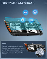 Headlight Assembly Compatible with 2009 2010 2011 2012 2013 2014 2015 2016 2017 2018 2019 2020 Dodge Journey Black Housing Amber Reflector Headlamp Passenger and Driver Side