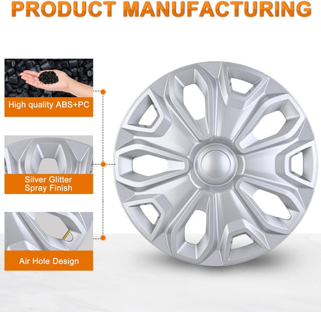 Wheel Cover Hubcaps 16 Inch for Ford Transit 150 250 350 350HD 2015 16 17 18 19 20 21 22 23 24 2025 Steel Wheel with 5 Lug 16 Hub Caps Set of 4 Rim Protector Wheel Covers Replacement, Silver