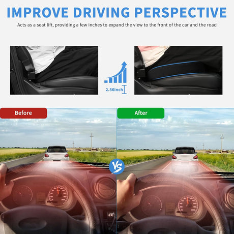Car Seat Cushion Black Velvet Gel Memory Foam Seats Soft and Comfortable Suitable for Daily Life and Driving Relieves Sciatica and Tailbone Pain Improves Drive Vision