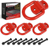 4 PCS D Ring Tie Down Anchor 1/2 Inch Heavy Duty Rings with Screws Bolts on Trailer Truck Bed Cargo 12000 Lbs Break Strength Hook Red