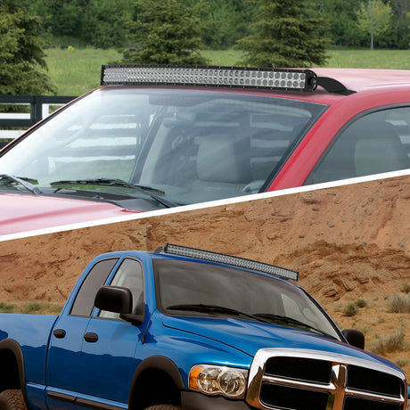 52 inch Curved LED Light Bar Bracket Mounting Upper Windshield Roof Cab Brackets Compatible with 2002-2008 Dodge RAM 1500 and 2003-2009 RAM 2500 3500