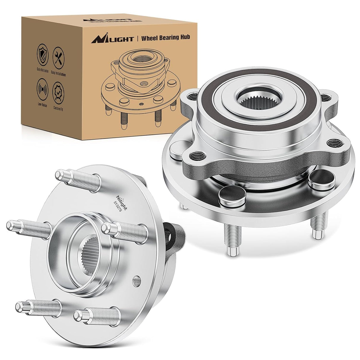 Front or Rear Wheel Bearing and Hub Assembly for Ford Taurus 2010–2019 (Not for SHO/Performance Package), Ford Flex 2009–2019, Lincoln MKT, Edge Rear 2011-2014, 513275-2Pack