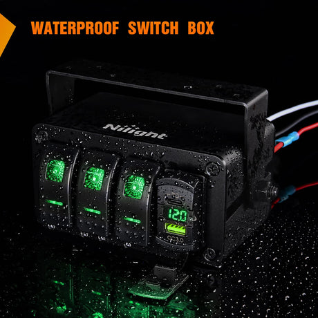 Rocker Switch 3 Gang Rocker Switch Box 12V SPST ON Off Toggle Switches PD Type C and QC USB Charger Voltmeter LED Light Waterproof Aluminum Mount Bracket Panel DIY Stickers for Boat Car RV Truck