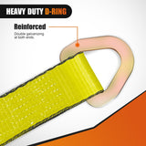 2 Inch x 38 Inch Axle Tie Down Straps with D-Rings & Protective Sleeves | 11,127 LBS Break Strength for Car Haulers Engine Hoists Trucks Trailers and UTVs 4 Pack Yellow