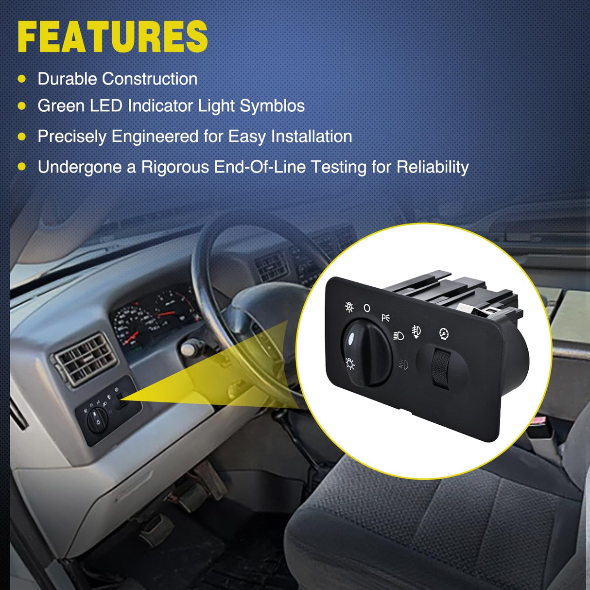 Headlight Dimmer Switch Compatible with 2002 Ford F250 Super Duty 2002 2003 2004 Ford F350 F450 F550 Super Duty W/Auto Headlights and Fog Lights