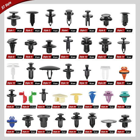 1295Pcs Car Push Retainer Clips Auto Fasteners Kit-37 Sizes Nylon Bumper Fender Rivets with 5 Fasteners Remover 10 Cable Ties for Toyota GM Ford Honda Chevy BMW Benz Audi Nissan