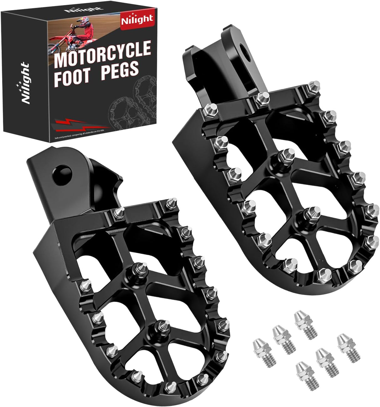 Motorcycle Foot Pegs Dirt Bike Footpegs Fit for Surron Light Bee X/S E Ride Pro SS CRF150F CRF230F CRF250F X160 X260 KDX200 XR125L XR150L Heavy Duty CNC Foot Rests Pegs Pedal, Black