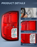 Taillight Assembly for 2016 2017 2018 Chevy Silverado 1500 | High Country Custom LS LT LTZ SSV WT LED Models Tail Light OE Style Rear Lamp Replacement Driver and Passenger Side