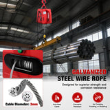3-in-1 Electric Hoist Winch, 660LBS 1500W Portable Power Winch Crane with Manual Wired Wireless Remote Control, 110V Electric Winch 33FT/Min Speed 39FT Height for Garage Warehouse Factory, Red
