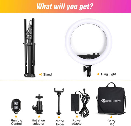 Ring Light with Tripod Stand, 14 Inch LED Ringlight Kit with Phone Holder Adjustable Color Temperature Circle Lighting, Led Photo Beauty Ring Lights for Camera for Vlog, Makeup, Video Shooting