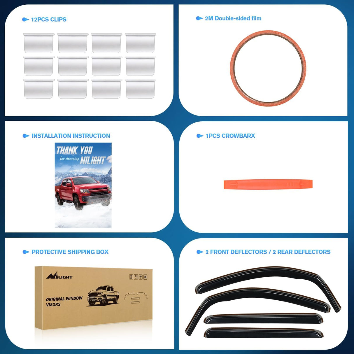in-Channel Rain Guards for Toyota Tundra Crew Max 2007 2008 2009 2010 2011 2012 2013 2014 2015 2016 2017 2018 2019 2020 2021, Vent Window Visors, Original Window Deflectors-4PCS
