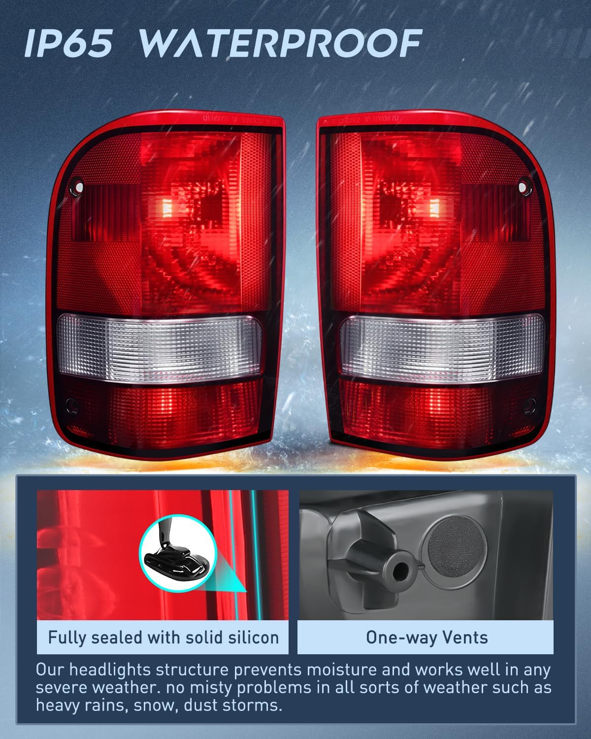 Taillight Assembly Compatible with 1993 1994 1995 1996 1997 Ford Ranger Dark Red Tail Light OE Style Rear Lamp Replacement Driver and Passenger Side