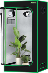 2x2 Grow Tent 24 Inchx24 Inchx48 Inch High Reflective Mylar Small Indoor Growing Tents 600D Oxford Cloth with Observation Window and Removable Floor Tray for Hydroponics Indoor Plants Fruit Flower Growing